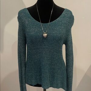 Teal Knit Sweater with cut out back small